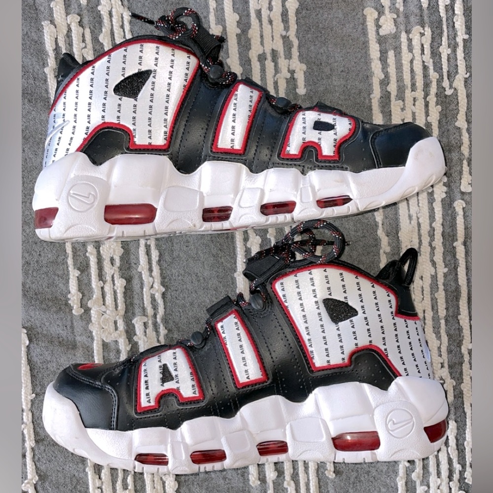 Nike Air Uptempo Pinstripe Black/Red/white Men 8.5